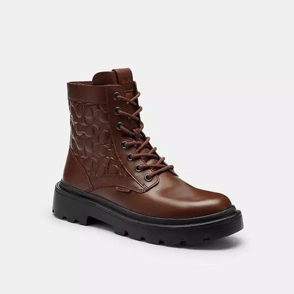 NWT Coach Men's Combat Boot In Signature Leather Vintage Brown CCW08 us 9 - Picture 8 of 10